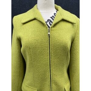 Katherine‎ Kelly Wool 3/4 Coat Sz. 10 Full Zip Flap Pockets Kiwi Green